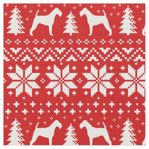 Irish Terrier Dog Silhouettes Christmas Holiday Fabric