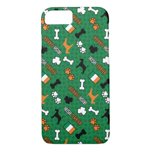 Irish Terrier Green and Orange Pattern iPhone 87 Case