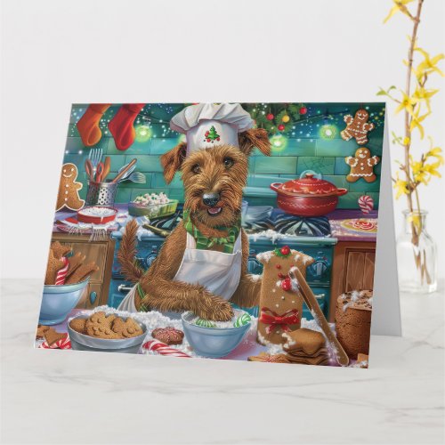 Irish Terrier Holiday Baking Festive Christmas Card