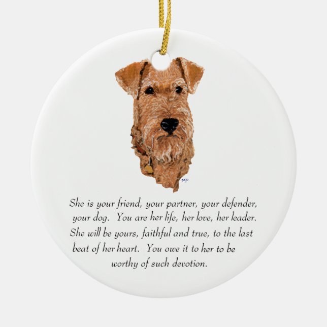 Irish Terrier Keepsake - Female Ceramic Ornament (Front)