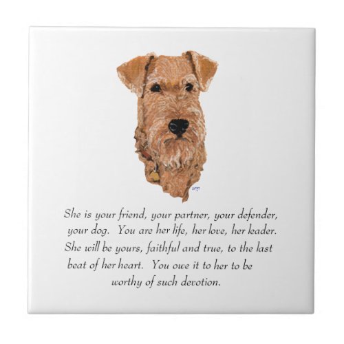 Irish Terrier Keepsake _ Female Ceramic Tile