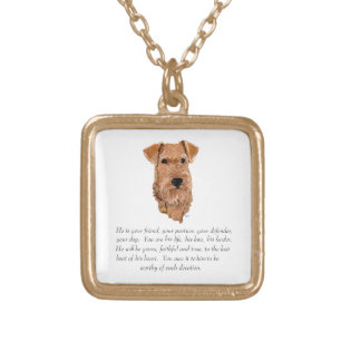 Irish Terrier Keepsake - Male Gold Plated Necklace