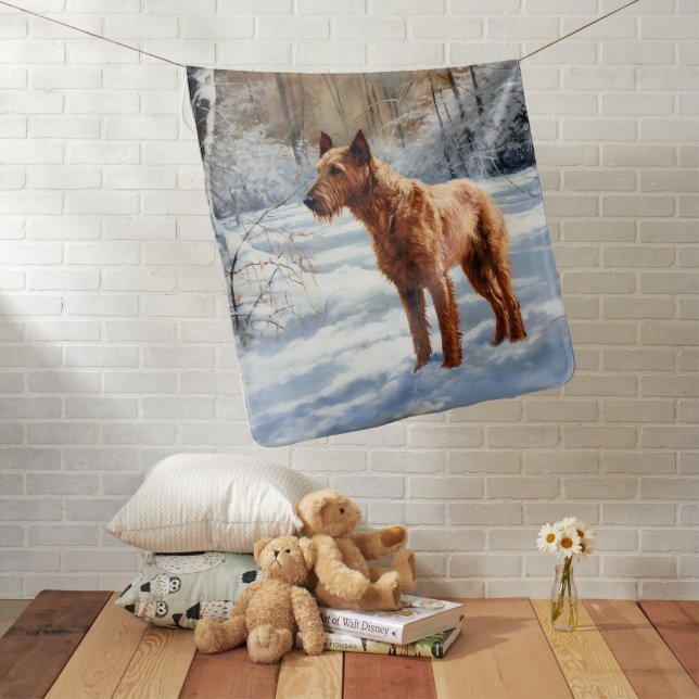 Irish Terrier Let It Snow Christmas Baby Blanket (In Situ)