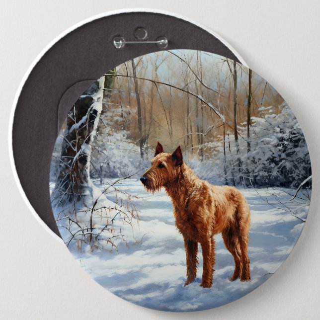 Irish Terrier Let It Snow Christmas Button (Front & Back)