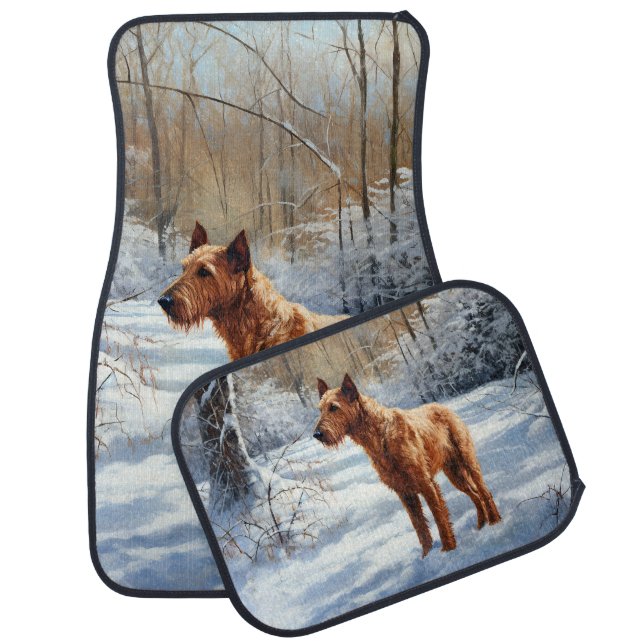 Irish Terrier Let It Snow Christmas Car Floor Mat (Set)