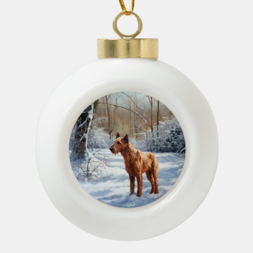 Irish Terrier Let It Snow Christmas Ceramic Ball Christmas Ornament
