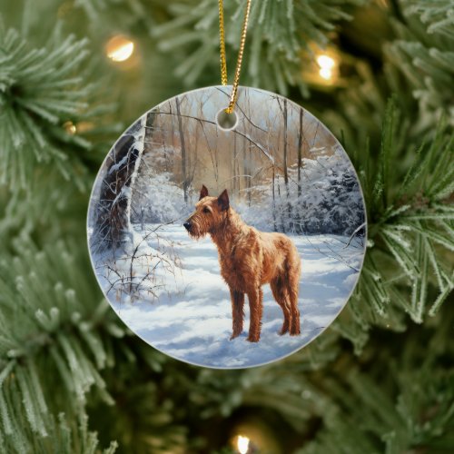 Irish Terrier Let It Snow Christmas Ceramic Ornament
