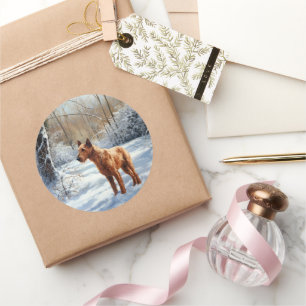 Irish Terrier Let It Snow Christmas Classic Round Sticker