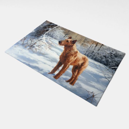 Irish Terrier Let It Snow Christmas Doormat