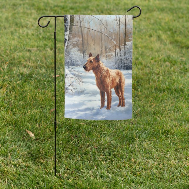 Irish Terrier Let It Snow Christmas Garden Flag (In SItu)