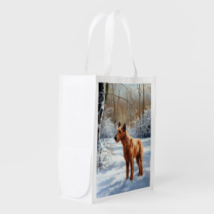 Irish Terrier Let It Snow Christmas Grocery Bag