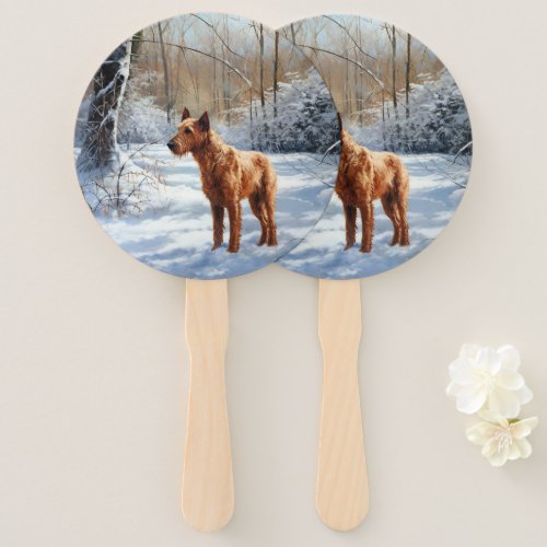 Irish Terrier Let It Snow Christmas Hand Fan