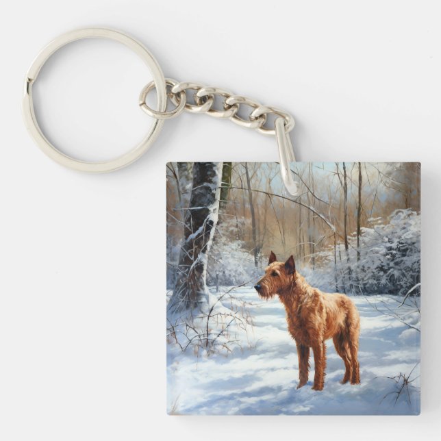 Irish Terrier Let It Snow Christmas Keychain (Front)
