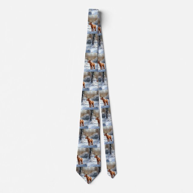 Irish Terrier Let It Snow Christmas Neck Tie (Front)