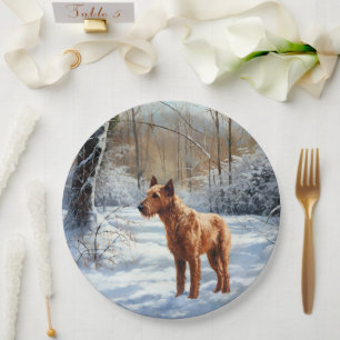 Irish Terrier Let It Snow Christmas Paper Plates