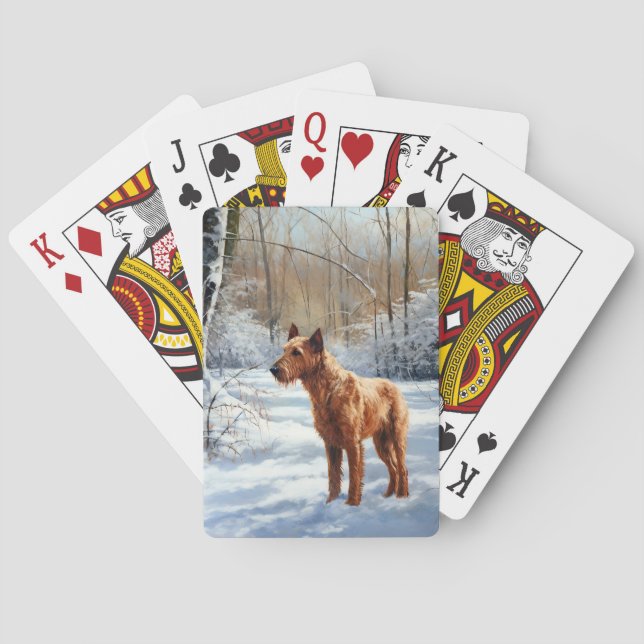 Irish Terrier Let It Snow Christmas Poker Cards (Back)