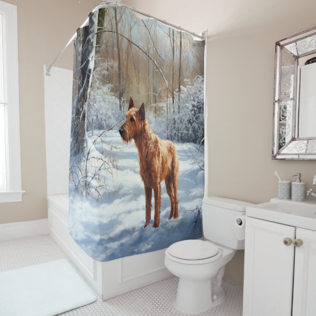Irish Terrier Let It Snow Christmas Shower Curtain (In Situ)