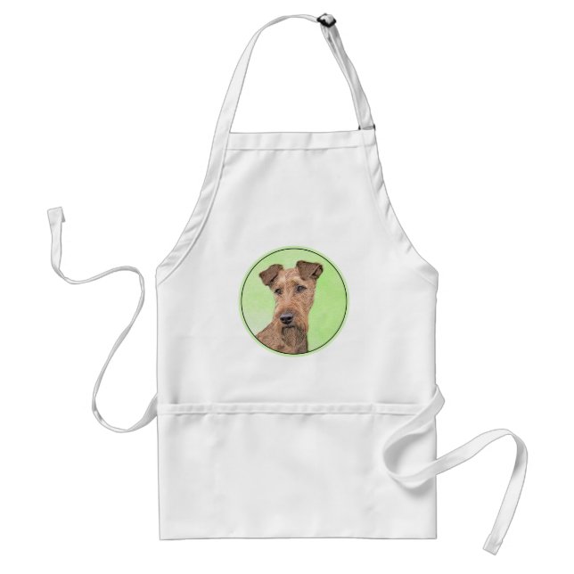 Irish Terrier Painting - Cute Original Dog Art Adult Apron (Front)