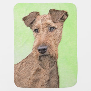 Irish Terrier Painting - Cute Original Dog Art Baby Blanket