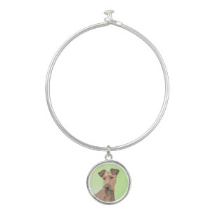 Irish Terrier Painting - Cute Original Dog Art Bangle Bracelet
