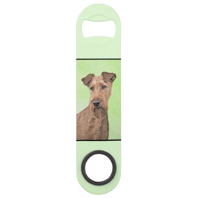Irish Terrier Painting - Cute Original Dog Art Bar Key (Front)