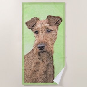 Irish Terrier Painting - Cute Original Dog Art Beach Towel