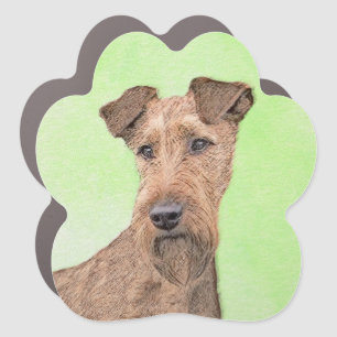 Irish Terrier Painting - Cute Original Dog Art Car Magnet