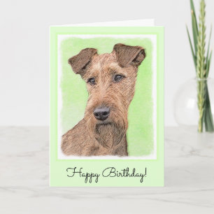Irish Terrier Painting - Cute Original Dog Art Card