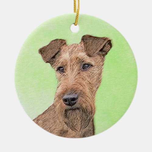 Irish Terrier Painting _ Cute Original Dog Art Ceramic Ornament