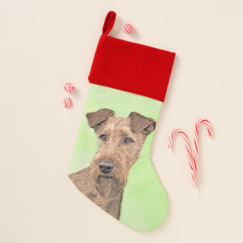 Irish Terrier Painting _ Cute Original Dog Art Christmas Stocking