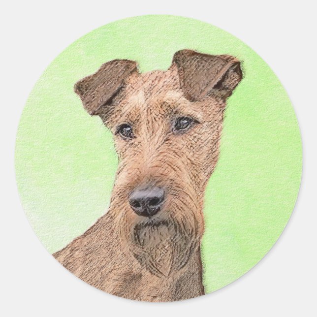 Irish Terrier Painting - Cute Original Dog Art Classic Round Sticker (Front)
