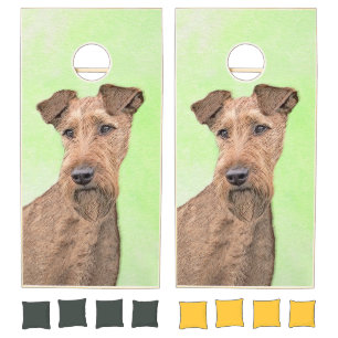 Irish Terrier Painting - Cute Original Dog Art Cornhole Set