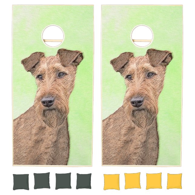 Irish Terrier Painting - Cute Original Dog Art Cornhole Set (Set)