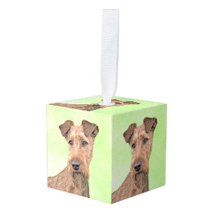 Irish Terrier Painting - Cute Original Dog Art Cube Ornament