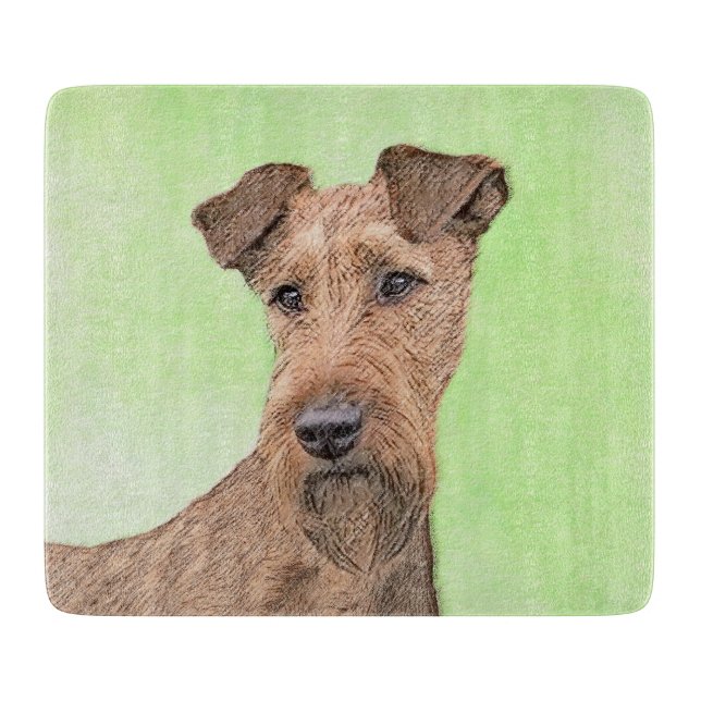 Irish Terrier Painting - Cute Original Dog Art Cutting Board (Front)