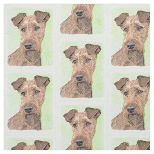 Irish Terrier Painting - Cute Original Dog Art Fabric