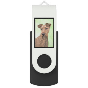 Irish Terrier Painting - Cute Original Dog Art Flash Drive