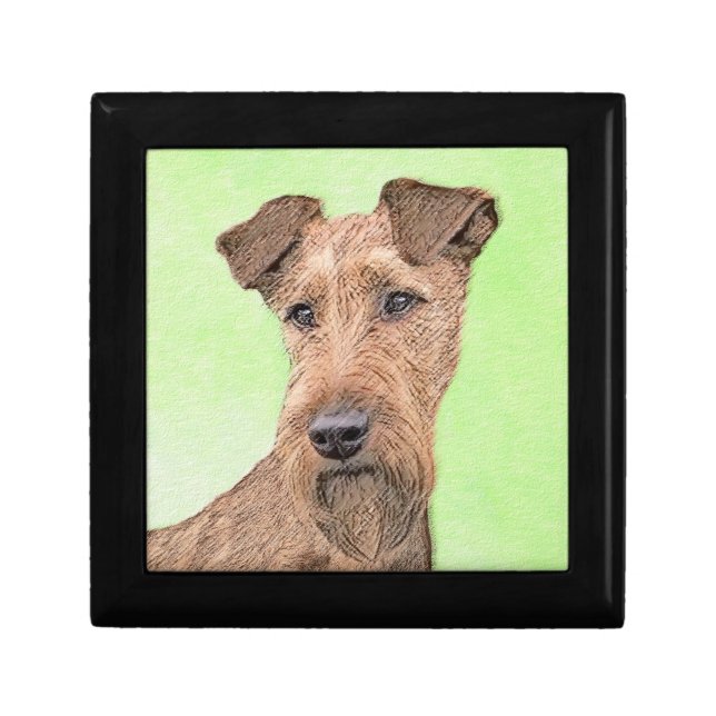 Irish Terrier Painting - Cute Original Dog Art Gift Box (Front)