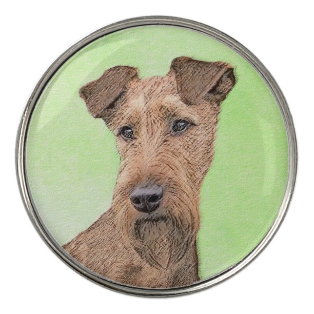 Irish Terrier Painting - Cute Original Dog Art Golf Ball Marker (Front)