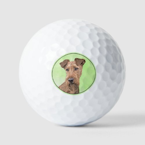 Irish Terrier Painting _ Cute Original Dog Art Golf Balls