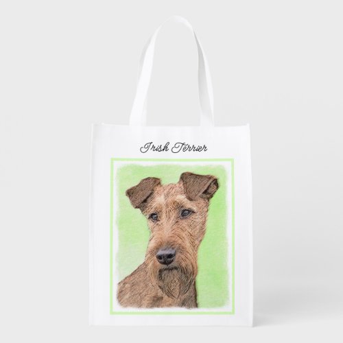 Irish Terrier Painting _ Cute Original Dog Art Grocery Bag