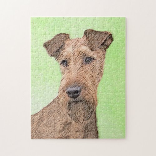 Irish Terrier Painting _ Cute Original Dog Art Jigsaw Puzzle