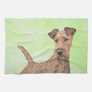 Irish Terrier Painting - Cute Original Dog Art Kitchen Towel