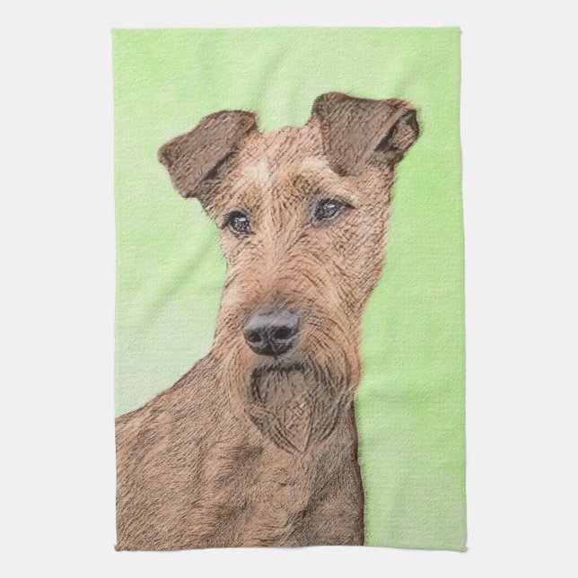 Irish Terrier Painting - Cute Original Dog Art Kitchen Towel (Vertical)