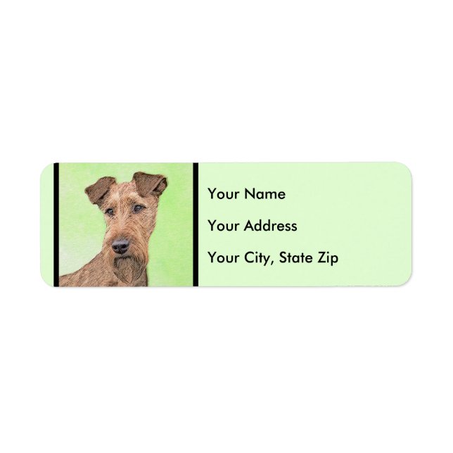 Irish Terrier Painting - Cute Original Dog Art Label (Front)