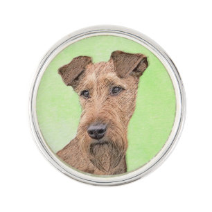 Irish Terrier Painting - Cute Original Dog Art Lapel Pin