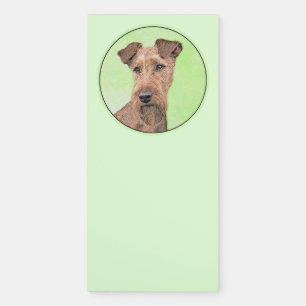 Irish Terrier Painting - Cute Original Dog Art Magnetic Notepad