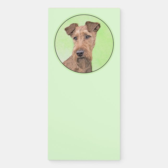 Irish Terrier Painting - Cute Original Dog Art Magnetic Notepad (Front)