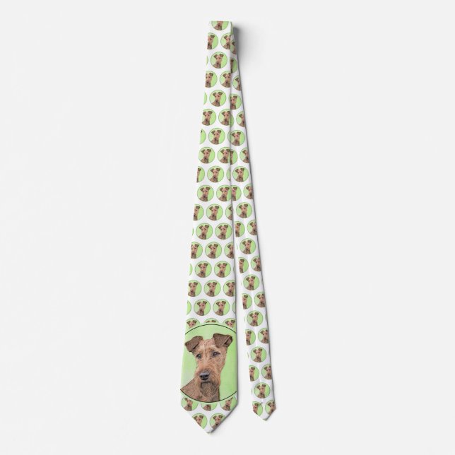 Irish Terrier Painting - Cute Original Dog Art Neck Tie (Front)