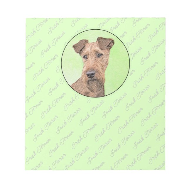 Irish Terrier Painting - Cute Original Dog Art Notepad (Front)